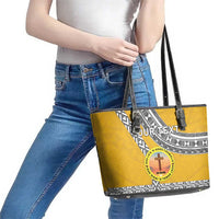 Personalised Anastasis College Leather Tote Bag Tonga Unique Style - Polynesian Pride