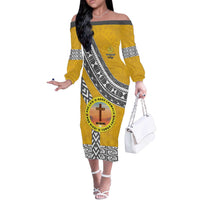 Personalised Anastasis College Off The Shoulder Long Sleeve Dress Tonga Unique Style - Polynesian Pride