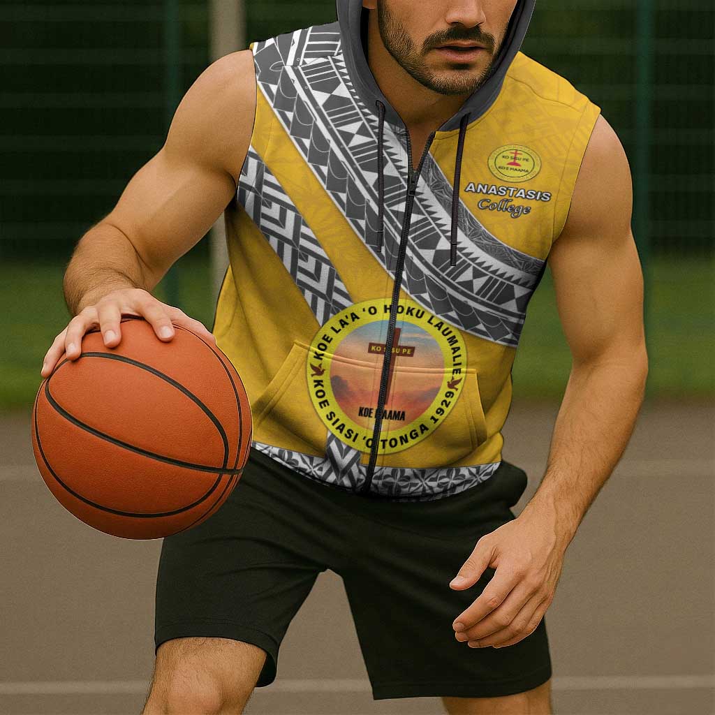 Personalised Anastasis College Sleeveless Zip Hoodie Tonga Unique Style - Polynesian Pride