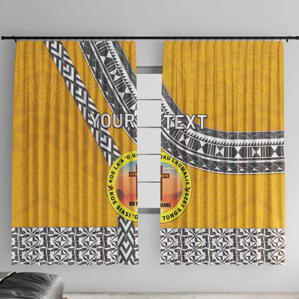 Personalised Anastasis College Window Curtain Tonga Unique Style LT05 With Hooks Yellow - Polynesian Pride