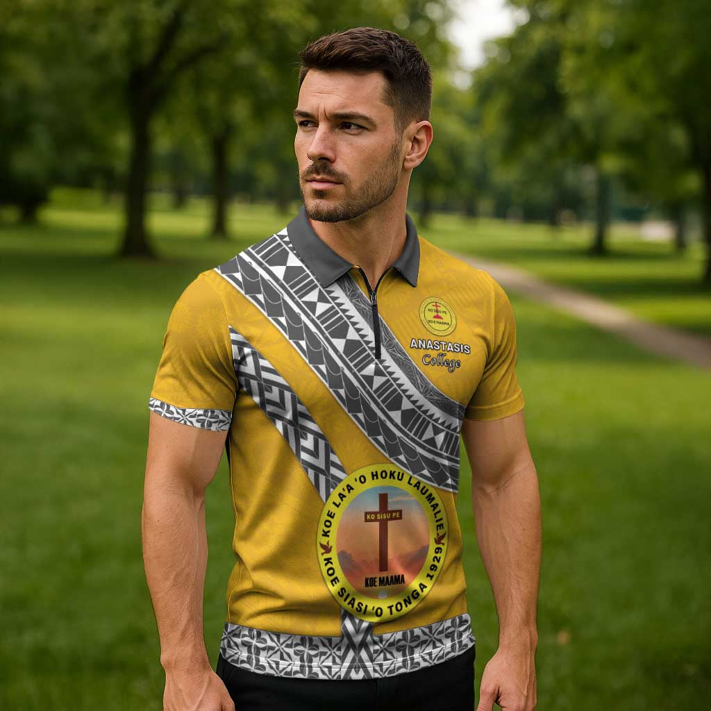 Personalised Anastasis College Zipper Polo Shirt Tonga Unique Style - Polynesian Pride