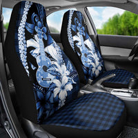 Hawaii Ukulele Car Seat Cover Tropical Flowers With Palaka Effect Blue Version - Polynesian Pride