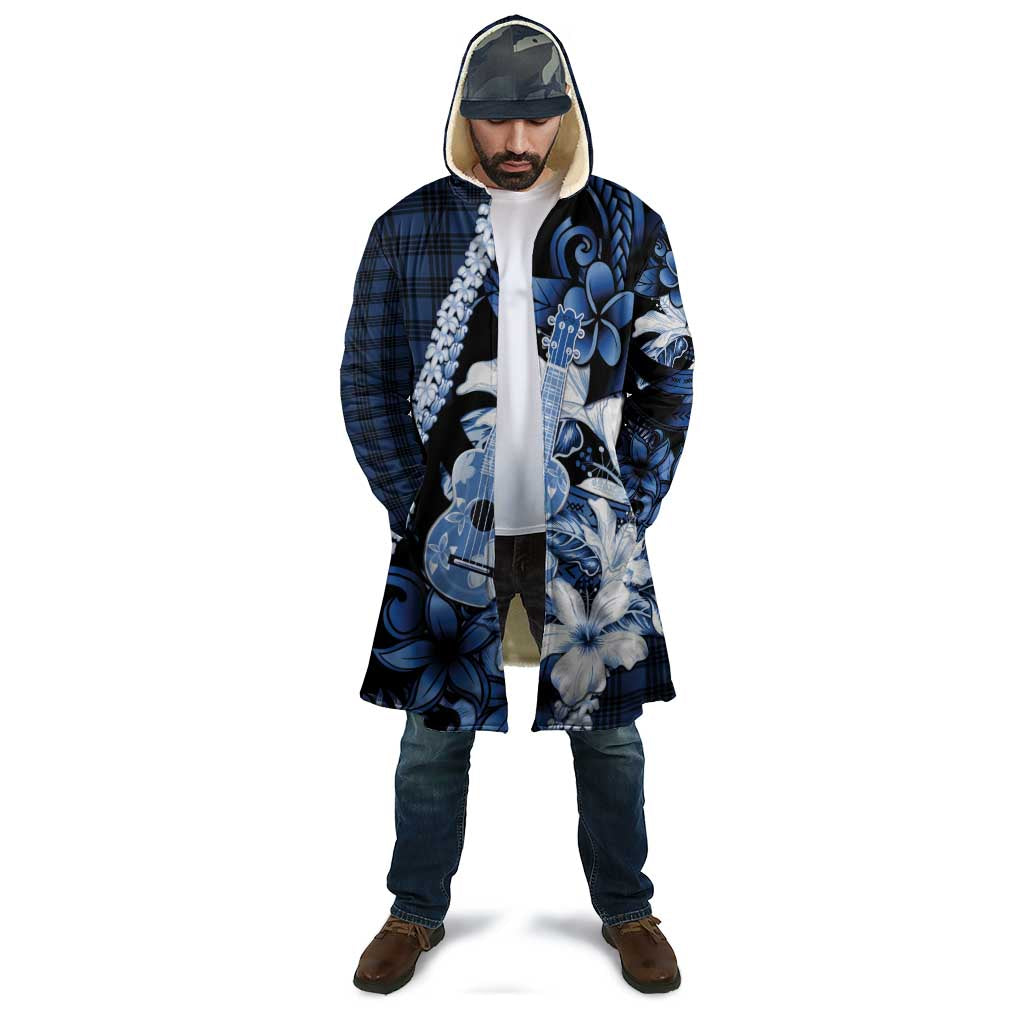 Hawaii Ukulele Cloak Tropical Flowers With Palaka Effect Blue Version - Polynesian Pride