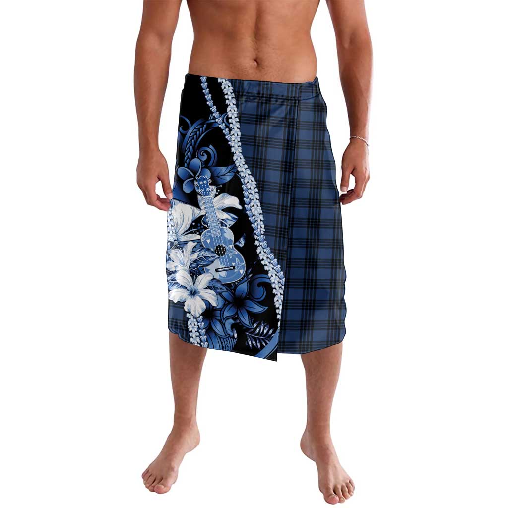 Hawaii Ukulele Lavalava Tropical Flowers With Palaka Effect Blue Version LT05 Blue - Polynesian Pride