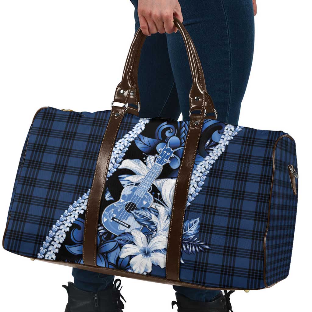 Hawaii Ukulele Travel Bag Tropical Flowers With Palaka Effect Blue Version - Polynesian Pride