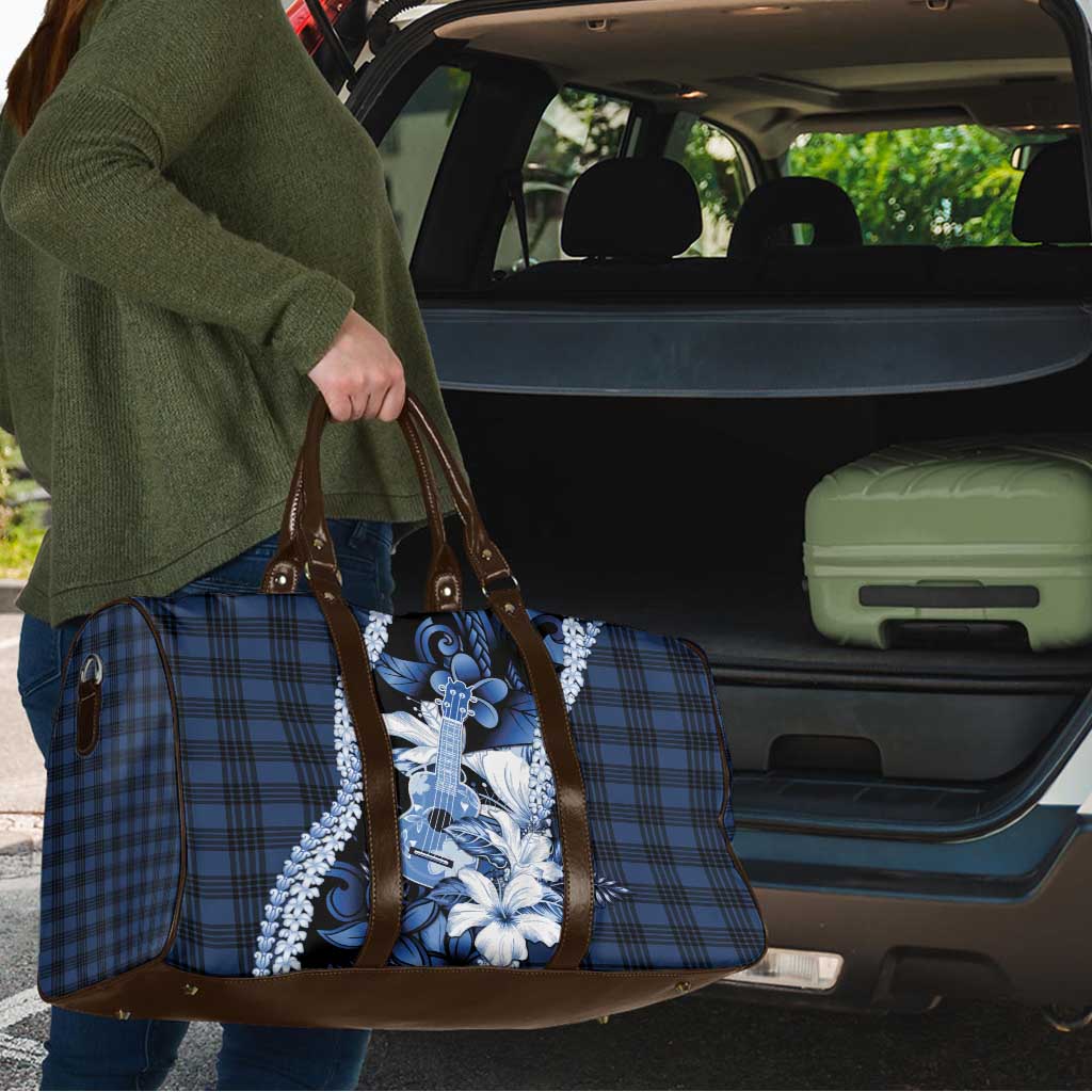 Hawaii Ukulele Travel Bag Tropical Flowers With Palaka Effect Blue Version - Polynesian Pride