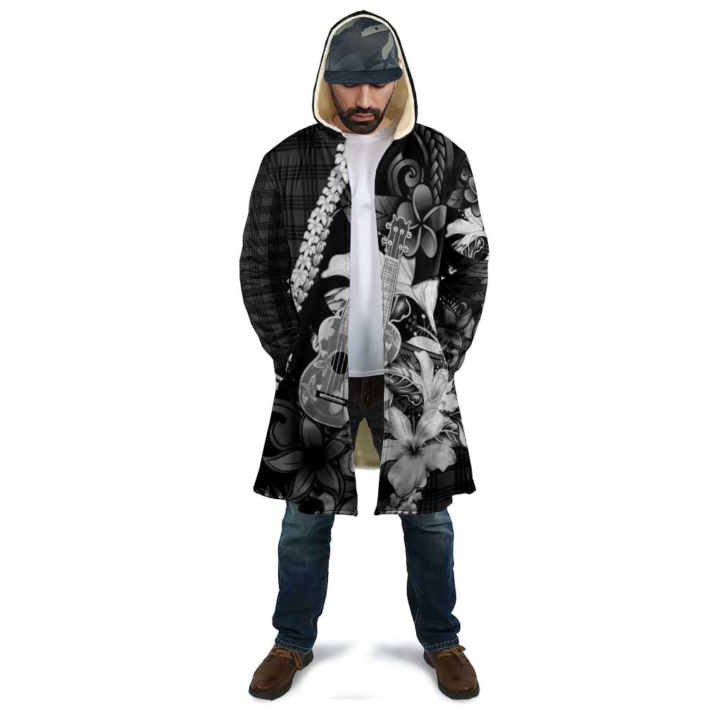 Hawaii Ukulele Cloak Tropical Flowers With Palaka Effect Black Version - Polynesian Pride