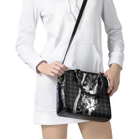 Hawaii Ukulele Shoulder Handbag Tropical Flowers With Palaka Effect Black Version - Polynesian Pride