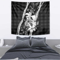 Hawaii Ukulele Tapestry Tropical Flowers With Palaka Effect Black Version - Polynesian Pride