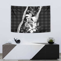 Hawaii Ukulele Tapestry Tropical Flowers With Palaka Effect Black Version - Polynesian Pride