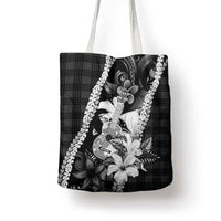 Hawaii Ukulele Tote Bag Tropical Flowers With Palaka Effect Black Version - Polynesian Pride
