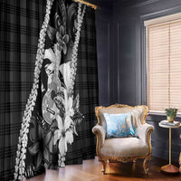Hawaii Ukulele Window Curtain Tropical Flowers With Palaka Effect Black Version LT05 - Polynesian Pride