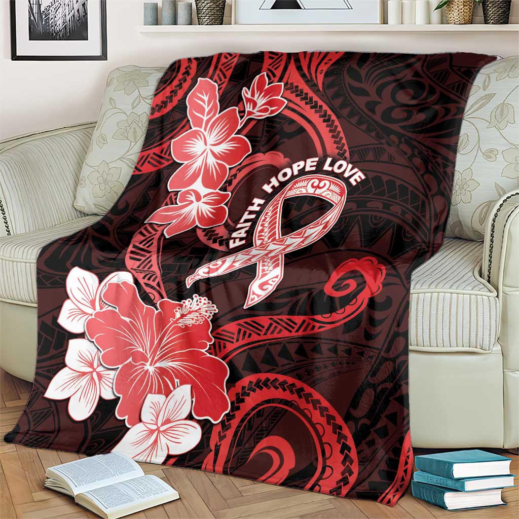 Heart Health Awareness Blanket Warrior Wears Red Polynesian Style