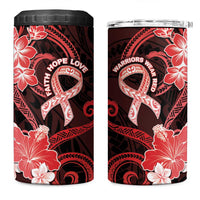 Heart Health Awareness 4 in 1 Can Cooler Tumbler Warrior Wears Red Polynesian Style