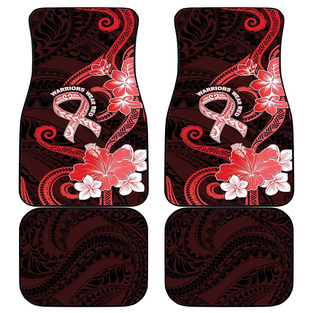 Heart Health Awareness Car Mats Warrior Wears Red Polynesian Style