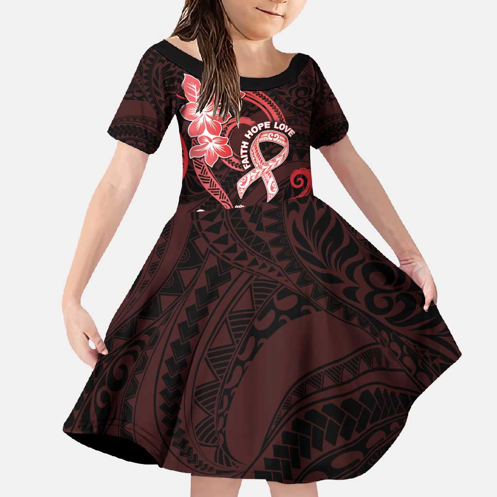 Heart Health Awareness Family Matching Mermaid Dress and Hawaiian Shirt Warrior Wears Red Polynesian Style