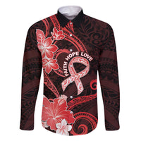 Heart Health Awareness Family Matching Off The Shoulder Long Sleeve Dress and Hawaiian Shirt Warrior Wears Red Polynesian Style