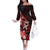 Heart Health Awareness Family Matching Off The Shoulder Long Sleeve Dress and Hawaiian Shirt Warrior Wears Red Polynesian Style