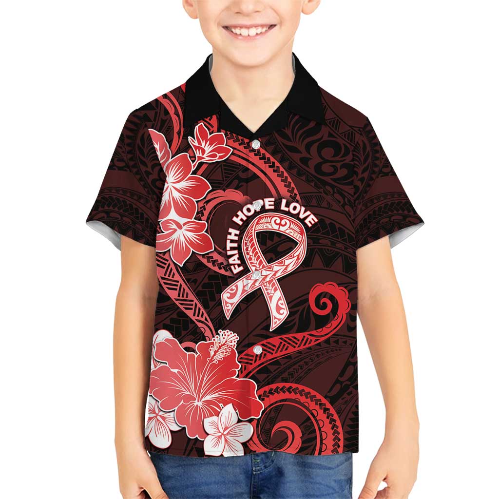 Heart Health Awareness Family Matching Puletasi and Hawaiian Shirt Warrior Wears Red Polynesian Style