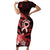 Heart Health Awareness Family Matching Short Sleeve Bodycon Dress and Hawaiian Shirt Warrior Wears Red Polynesian Style