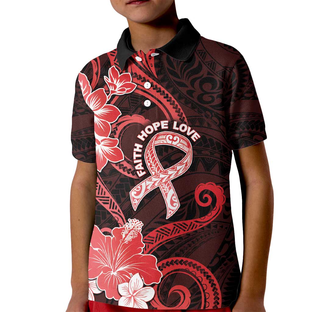 Heart Health Awareness Kid Polo Shirt Warrior Wears Red Polynesian Style LT05 Kid Red - Polynesian Pride