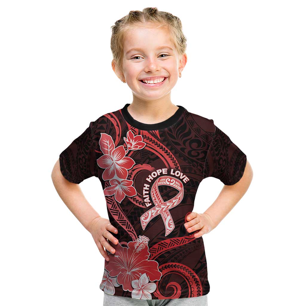 Heart Health Awareness Kid T Shirt Warrior Wears Red Polynesian Style