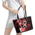 Heart Health Awareness Leather Tote Bag Warrior Wears Red Polynesian Style
