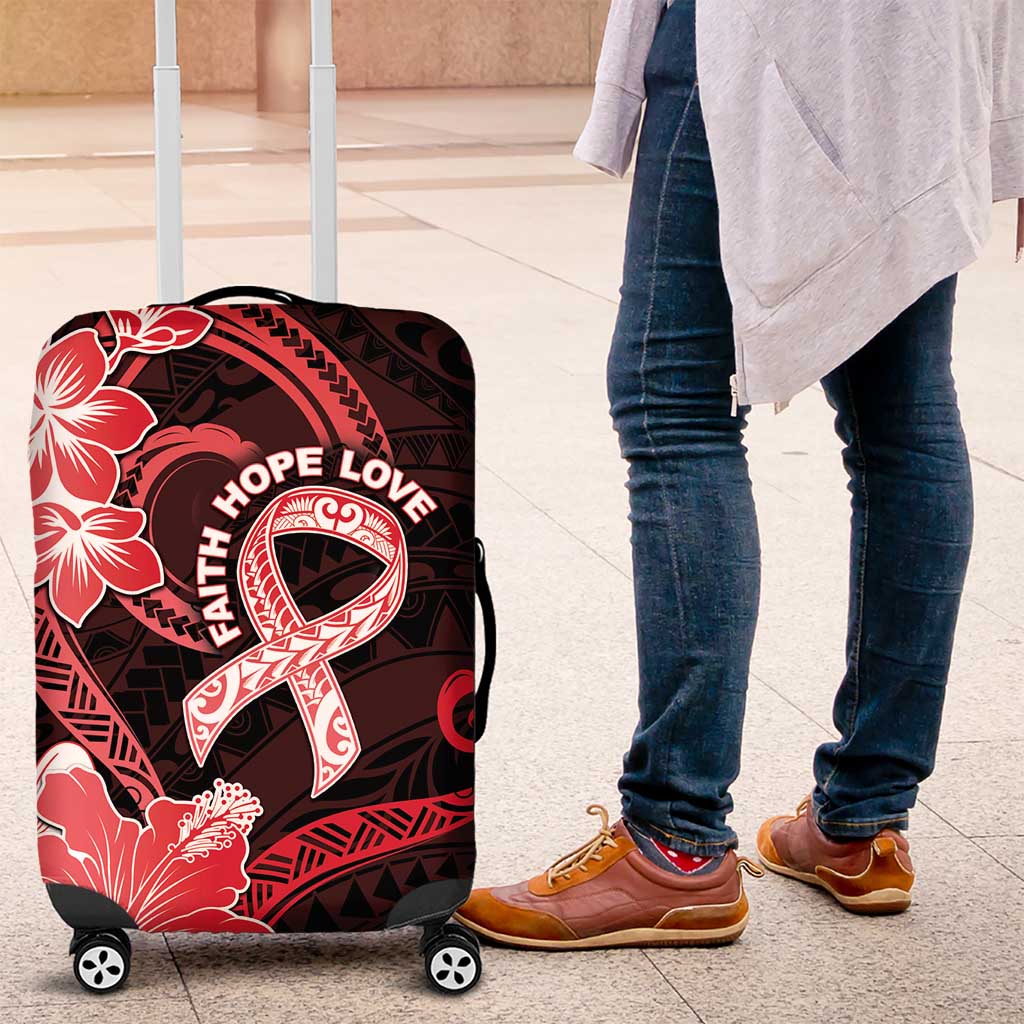 Heart Health Awareness Luggage Cover Warrior Wears Red Polynesian Style LT05 Red - Polynesian Pride