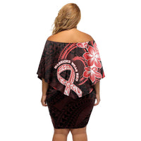 Heart Health Awareness Off Shoulder Short Dress Warrior Wears Red Polynesian Style