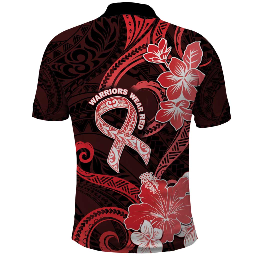Heart Health Awareness Polo Shirt Warrior Wears Red Polynesian Style