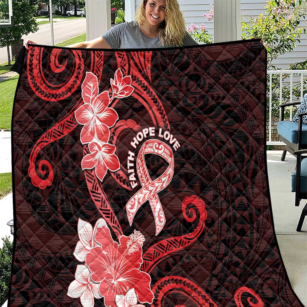 Heart Health Awareness Quilt Warrior Wears Red Polynesian Style LT05 Red - Polynesian Pride