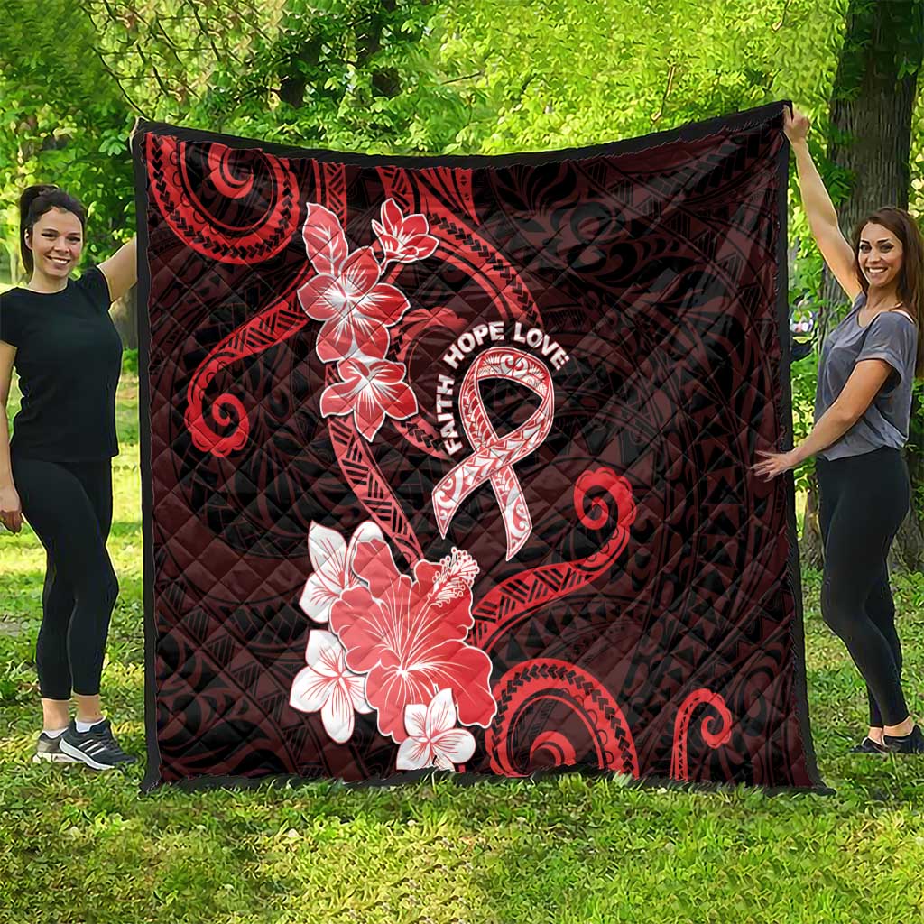 Heart Health Awareness Quilt Warrior Wears Red Polynesian Style