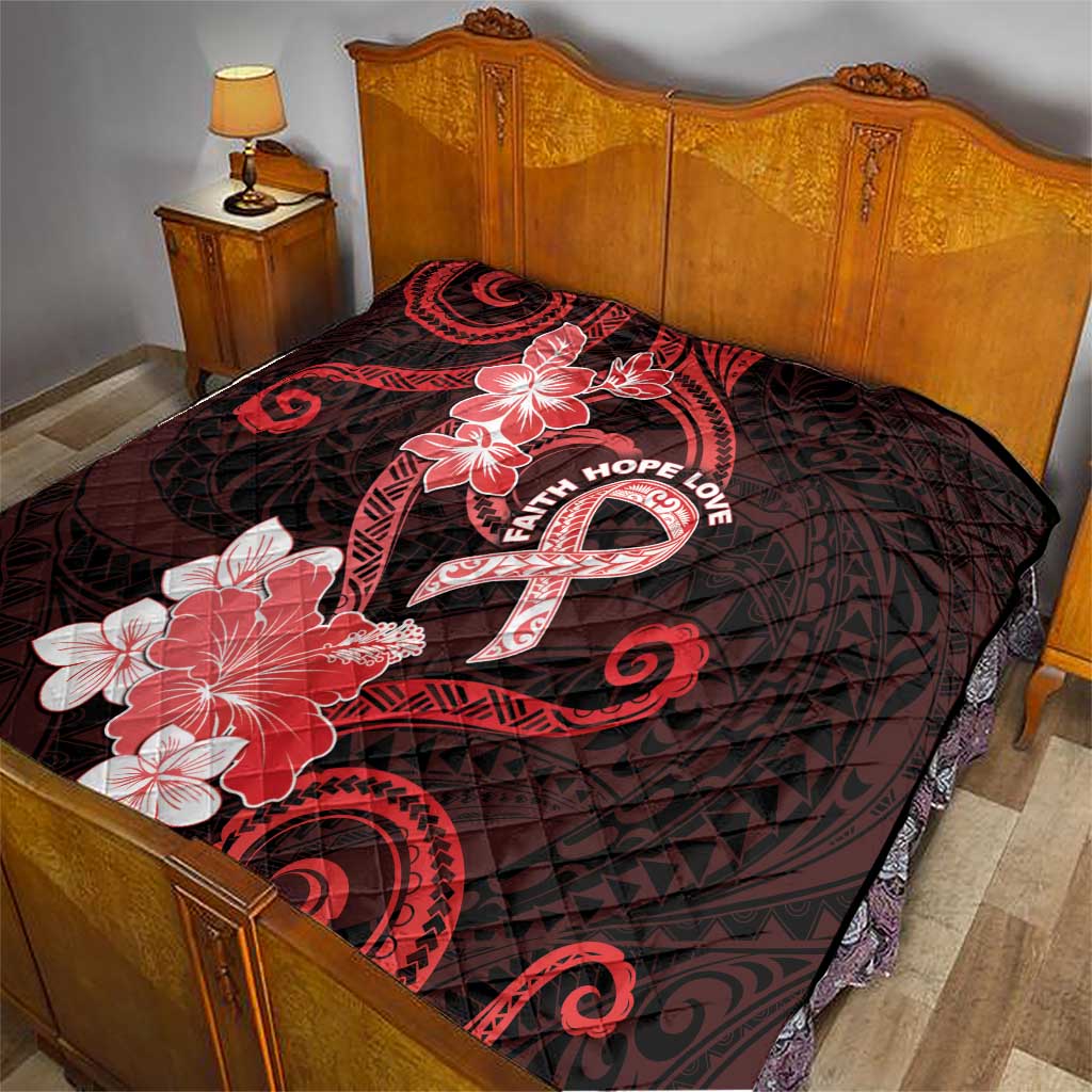 Heart Health Awareness Quilt Warrior Wears Red Polynesian Style