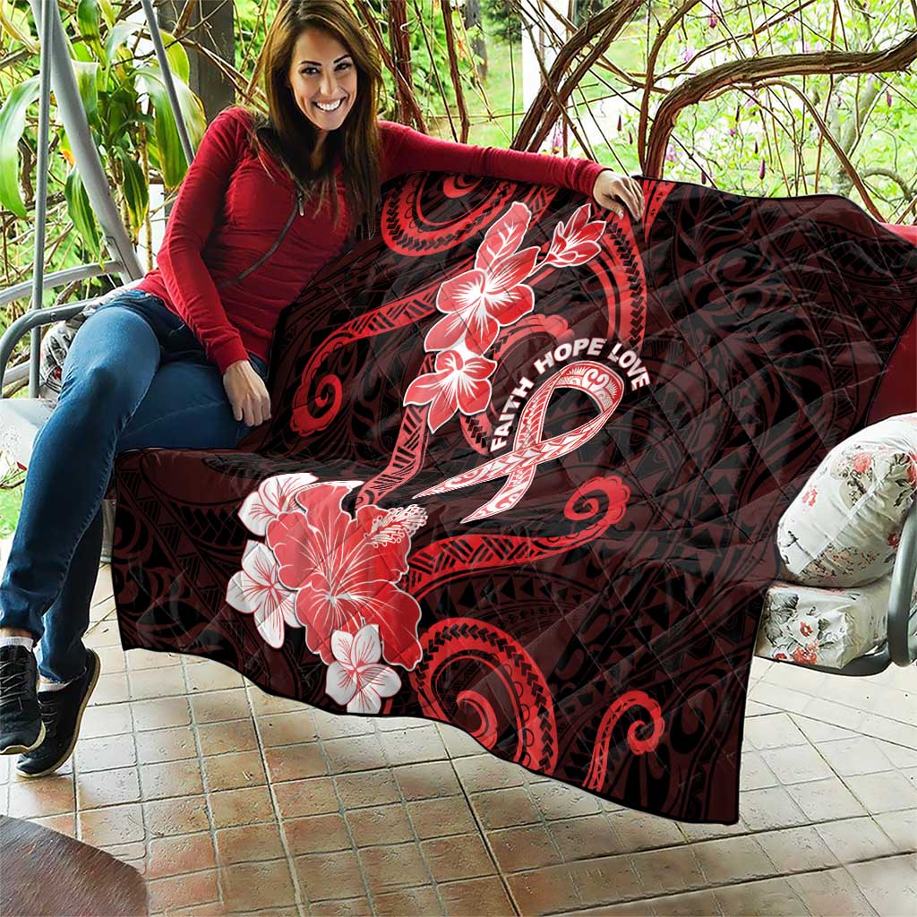 Heart Health Awareness Quilt Warrior Wears Red Polynesian Style