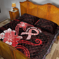 Heart Health Awareness Quilt Bed Set Warrior Wears Red Polynesian Style