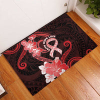 Heart Health Awareness Rubber Doormat Warrior Wears Red Polynesian Style