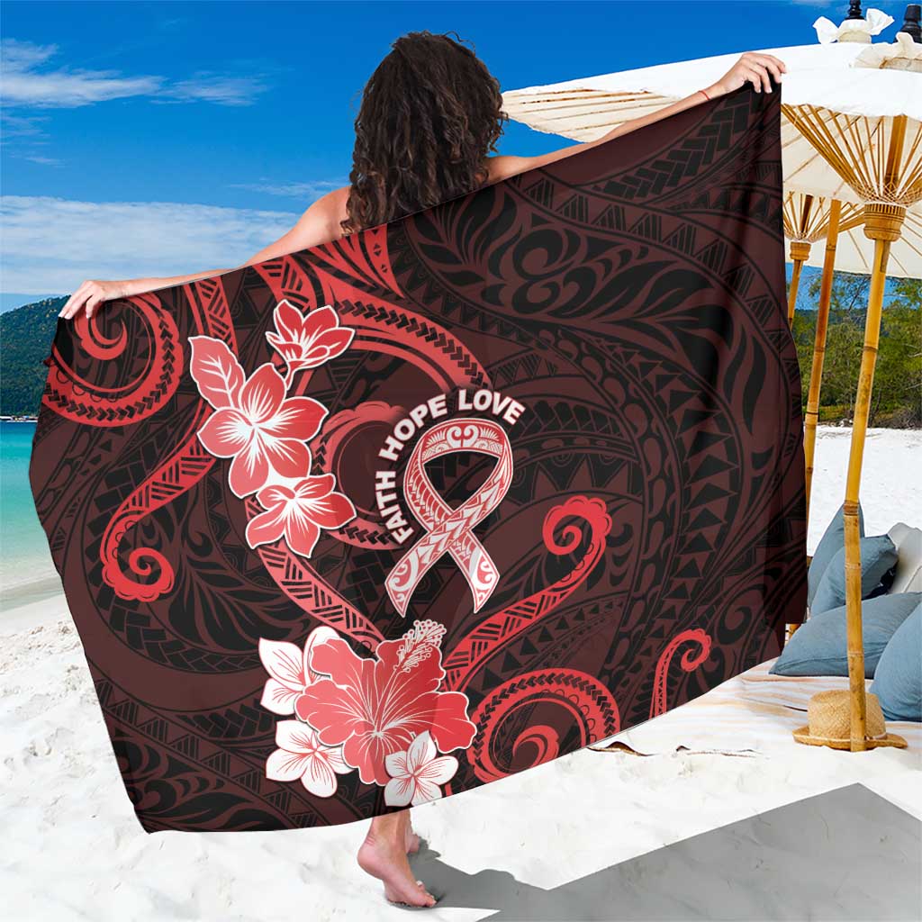 Heart Health Awareness Sarong Warrior Wears Red Polynesian Style LT05 One Size 44 x 66 inches Red - Polynesian Pride
