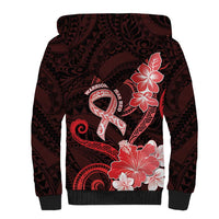 Heart Health Awareness Sherpa Hoodie Warrior Wears Red Polynesian Style