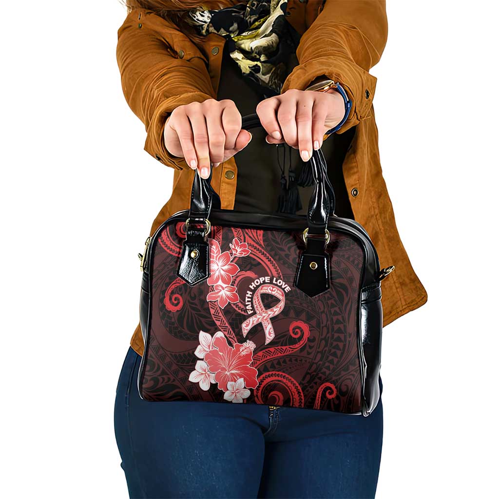 Heart Health Awareness Shoulder Handbag Warrior Wears Red Polynesian Style LT05 One Size Red - Polynesian Pride
