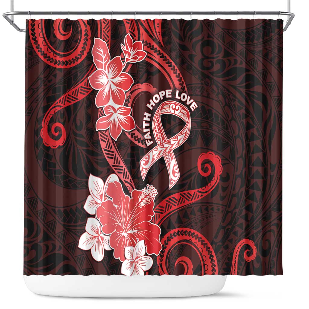 Heart Health Awareness Shower Curtain Warrior Wears Red Polynesian Style LT05 Red - Polynesian Pride