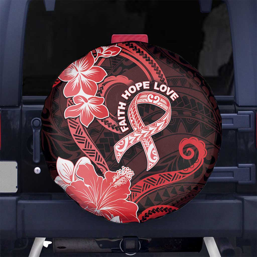 Heart Health Awareness Spare Tire Cover Warrior Wears Red Polynesian Style