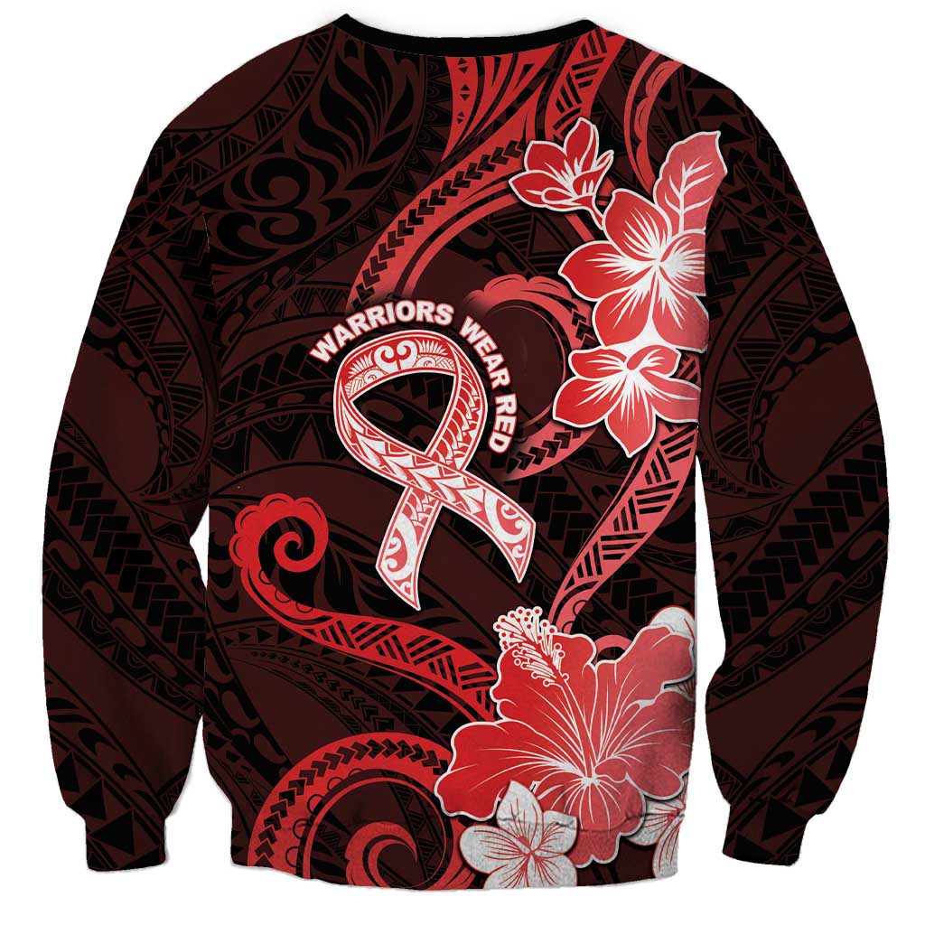 Heart Health Awareness Sweatshirt Warrior Wears Red Polynesian Style