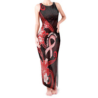 Heart Health Awareness Tank Maxi Dress Warrior Wears Red Polynesian Style