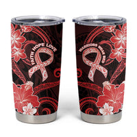 Heart Health Awareness Tumbler Cup Warrior Wears Red Polynesian Style