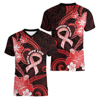 Heart Health Awareness Women V-Neck T-Shirt Warrior Wears Red Polynesian Style