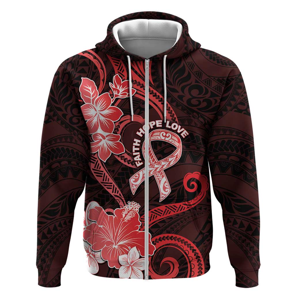 Heart Health Awareness Zip Hoodie Warrior Wears Red Polynesian Style LT05 Zip Hoodie Red - Polynesian Pride