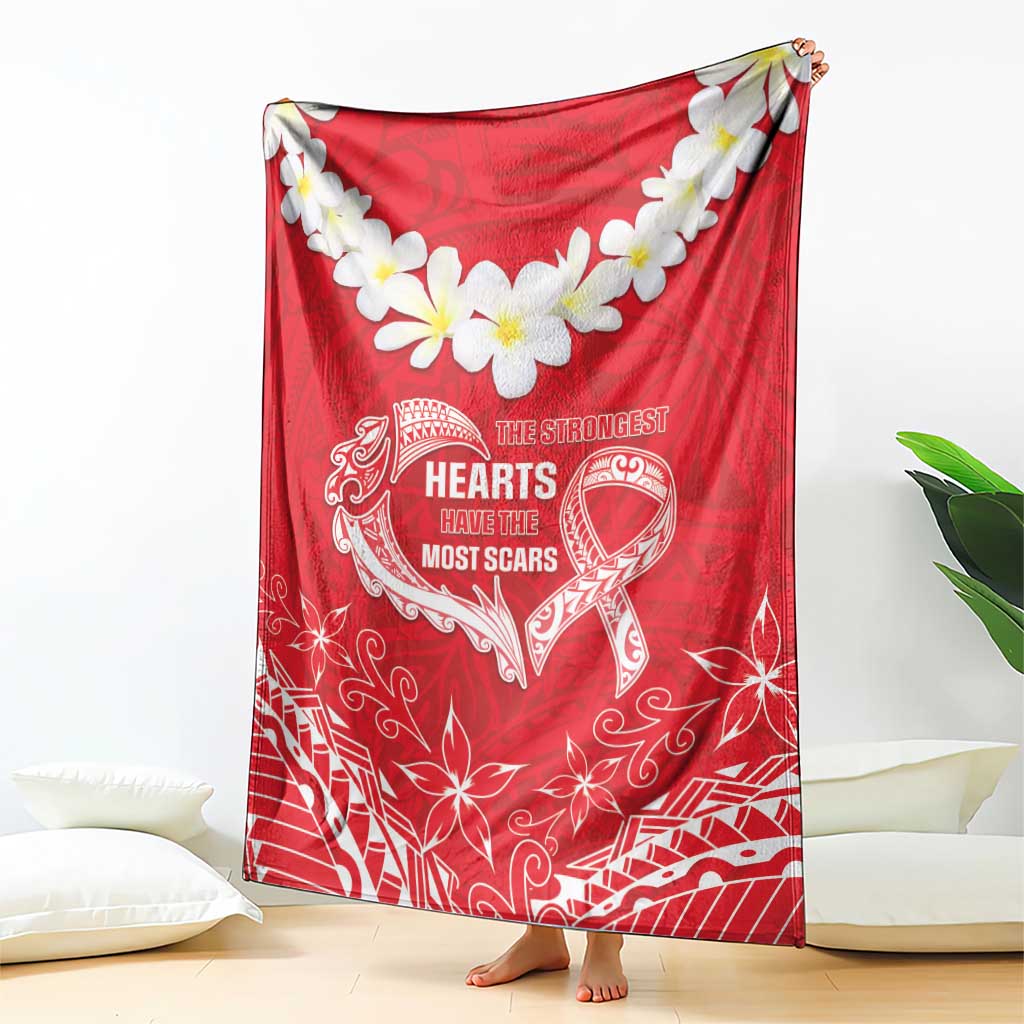 Heart Health Awareness Blanket Polynesian Red Ribbon