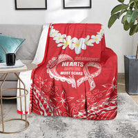 Heart Health Awareness Blanket Polynesian Red Ribbon