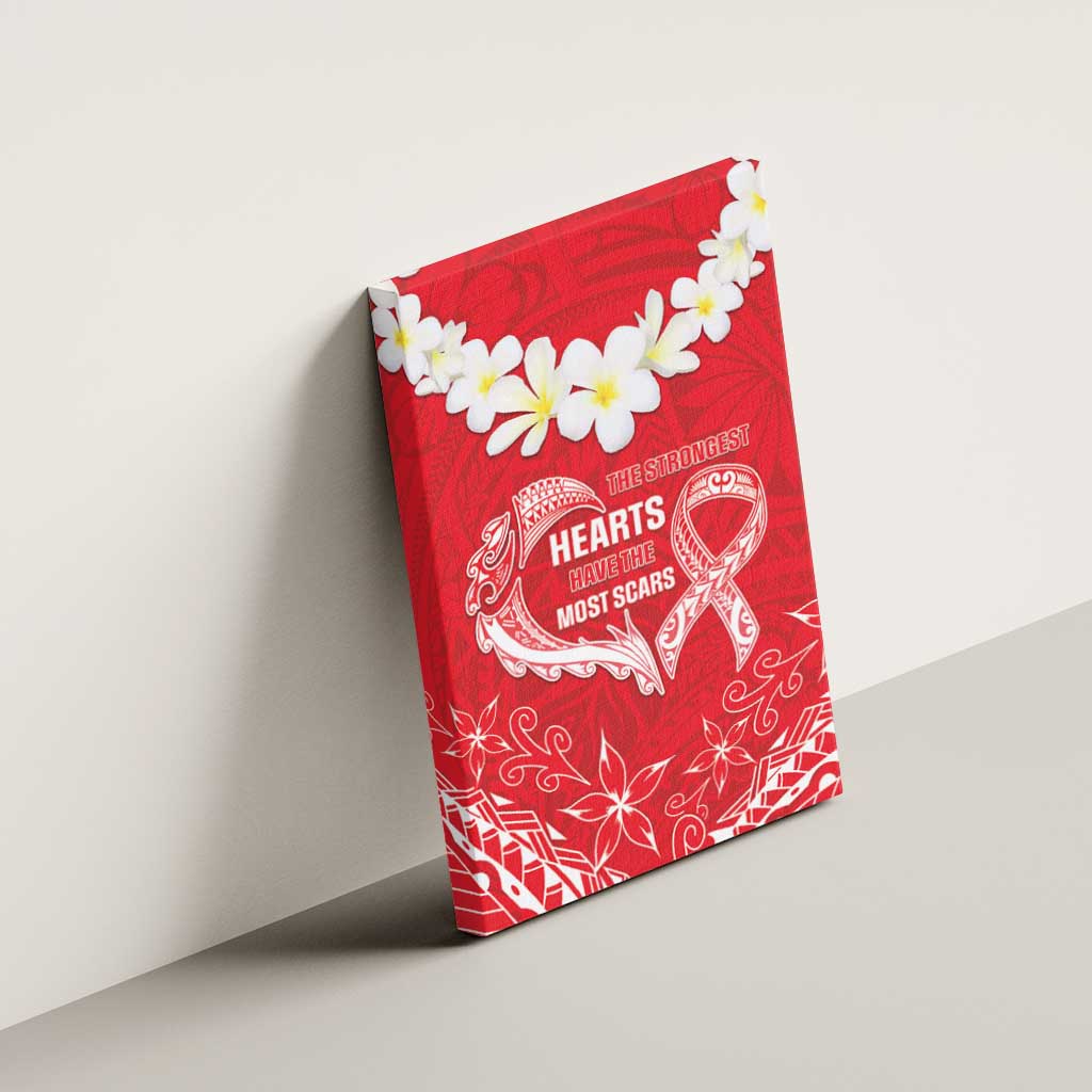 Heart Health Awareness Canvas Wall Art Polynesian Red Ribbon