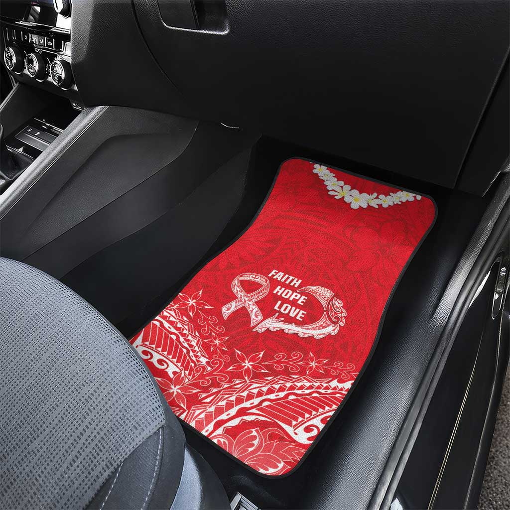 Heart Health Awareness Car Mats Polynesian Red Ribbon